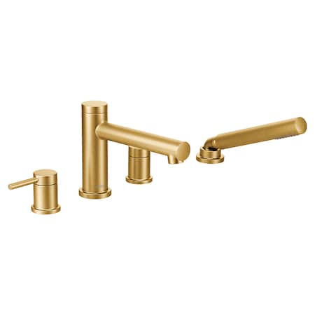 Two-Handle Roman Tub Faucet Includes Hand Shower Brushed Gold